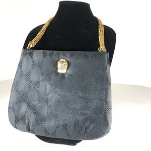 Ruth Saltz Vintage Black Cougar bag w gold chain